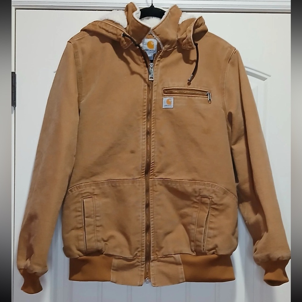 Carhartt Wildwood Duck Canvas Sherpa Lined Jacket Detachable Hood Women’s Large